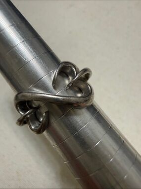 Sterling Silver 925 Abstract double heart Loop Ring size 6.75